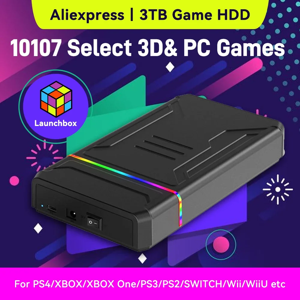 Gaming Console Xbox One - 3TB Launchbox Portable Gaming HDD with