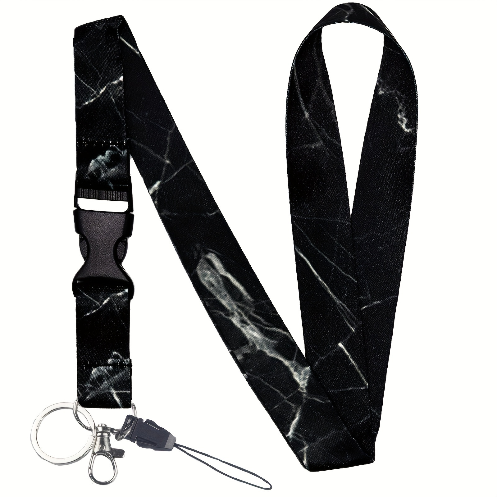 Gaming Card Holder - Mobile Phone Lanyard Fashion Black Marble