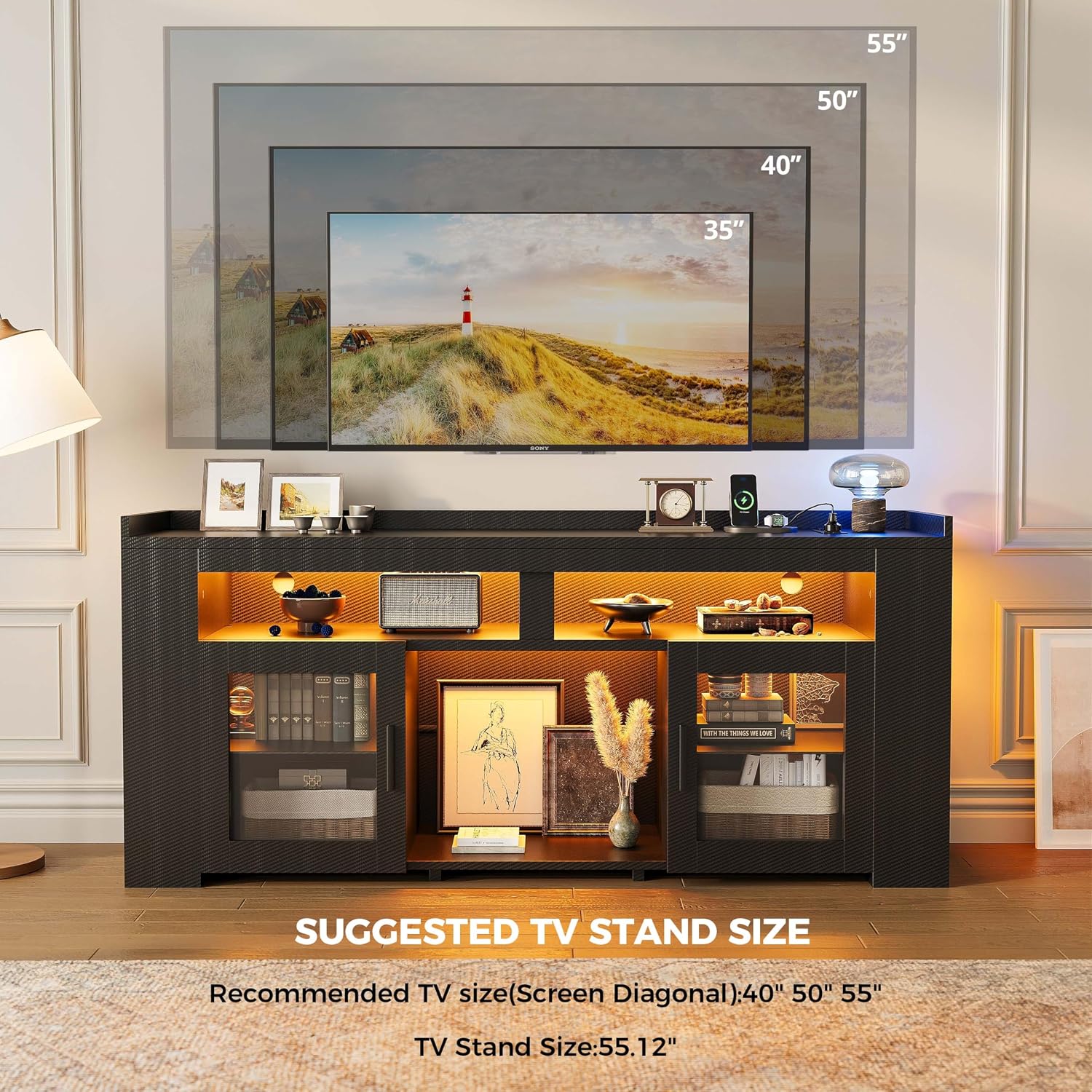 TV Stand with Charging Station - Gaming Console Room review and price