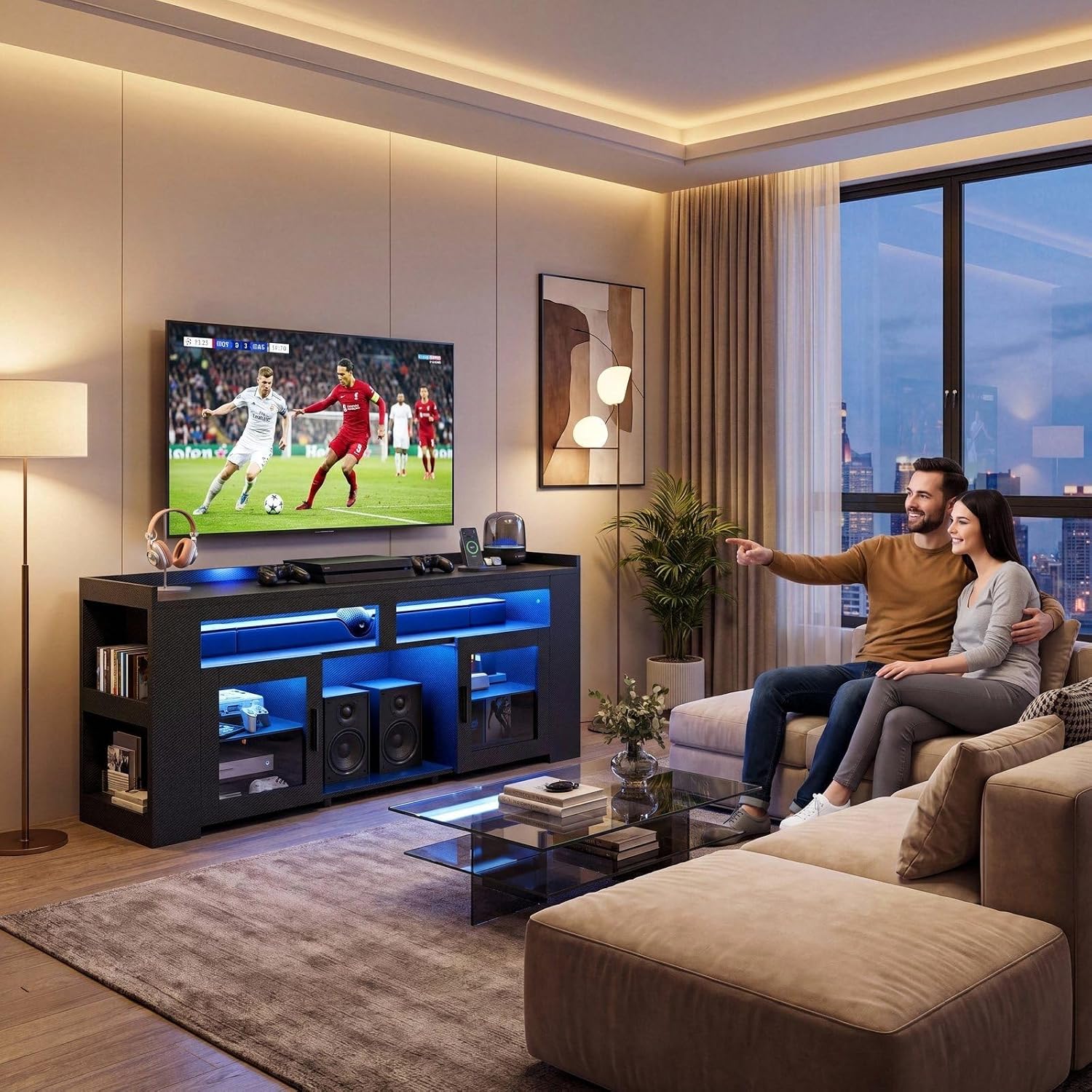 TV Stand with Charging Station - Gaming Console Room review and price