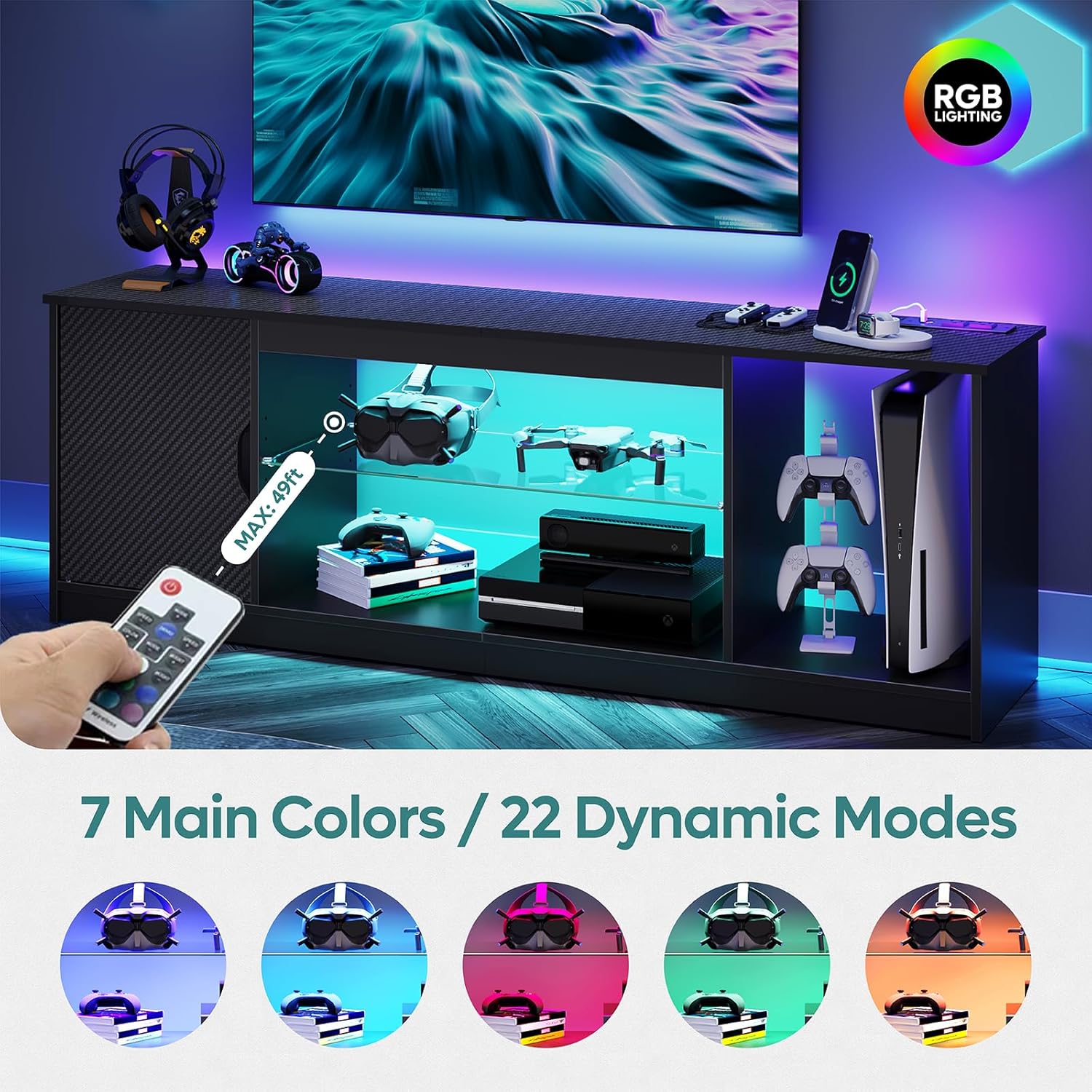 TV Stand with Power Outlets Ga - Gaming Console Room review and price