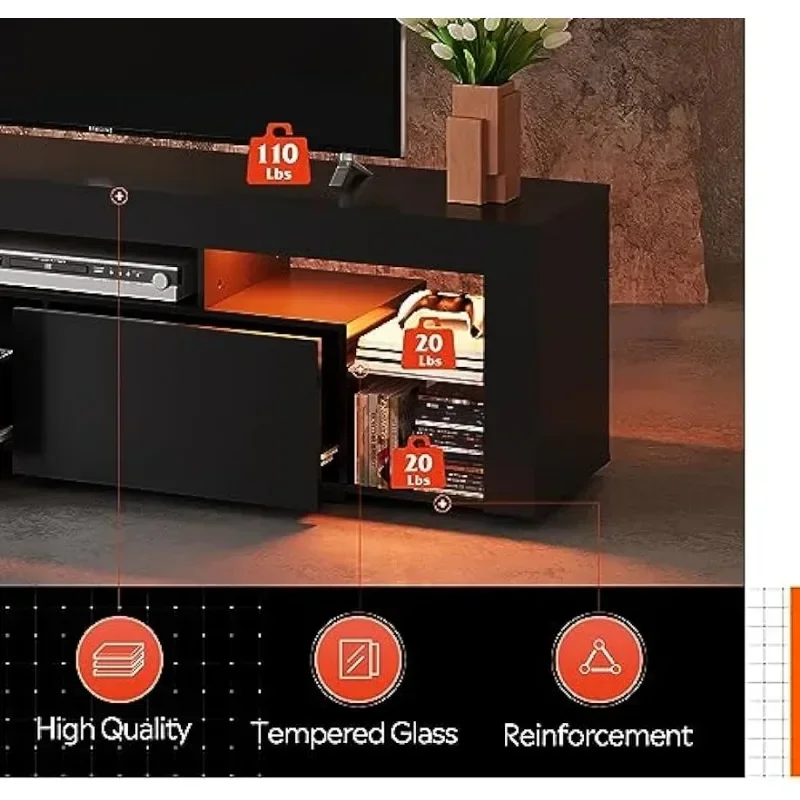 Wood TV Console With 2 Storage - Gaming Console Room review and price